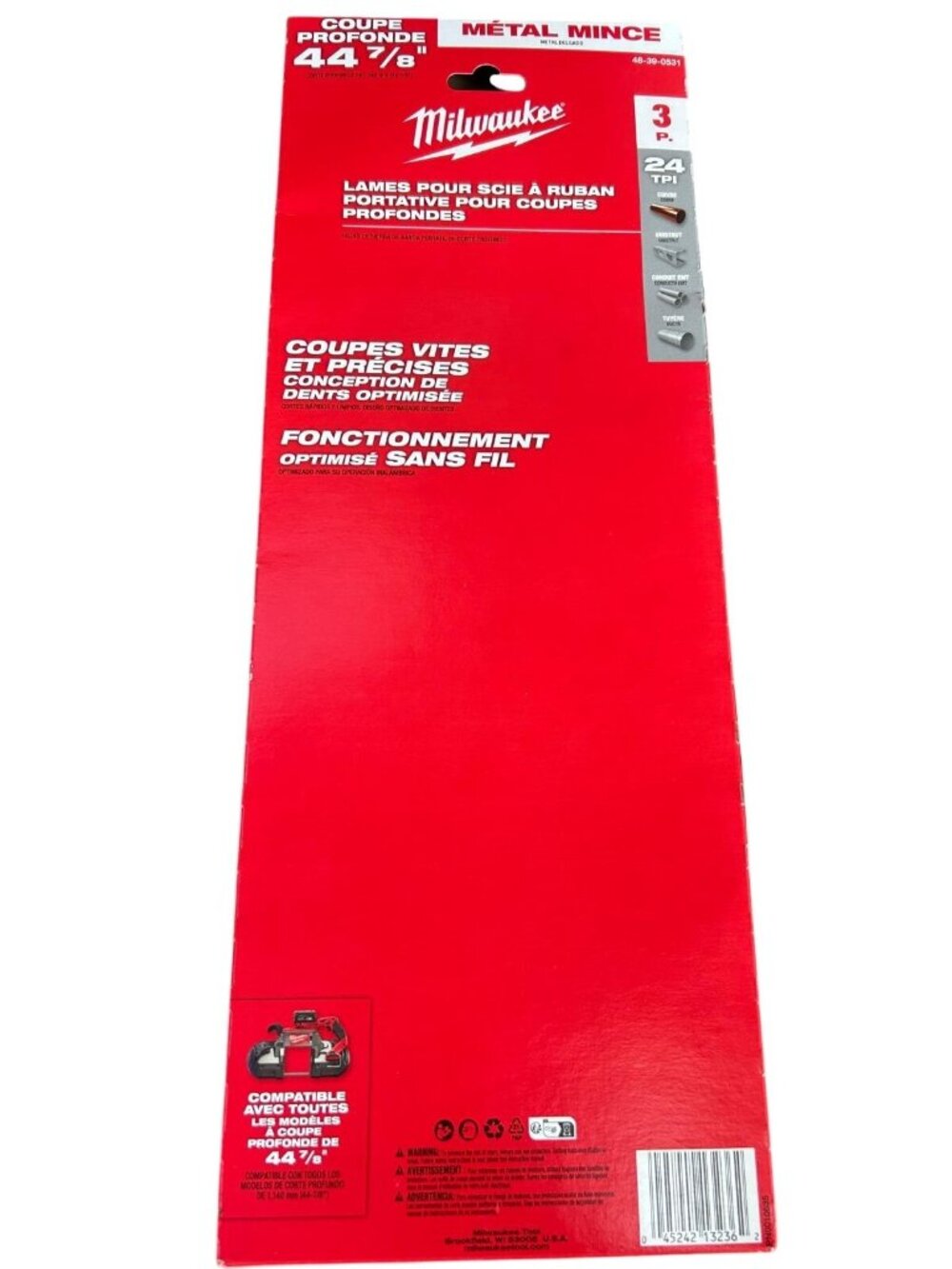 Milwaukee 44-7/8" 24 TPI Standard Deep Cut Portable Band Saw Blade (3 PK) 48-39-